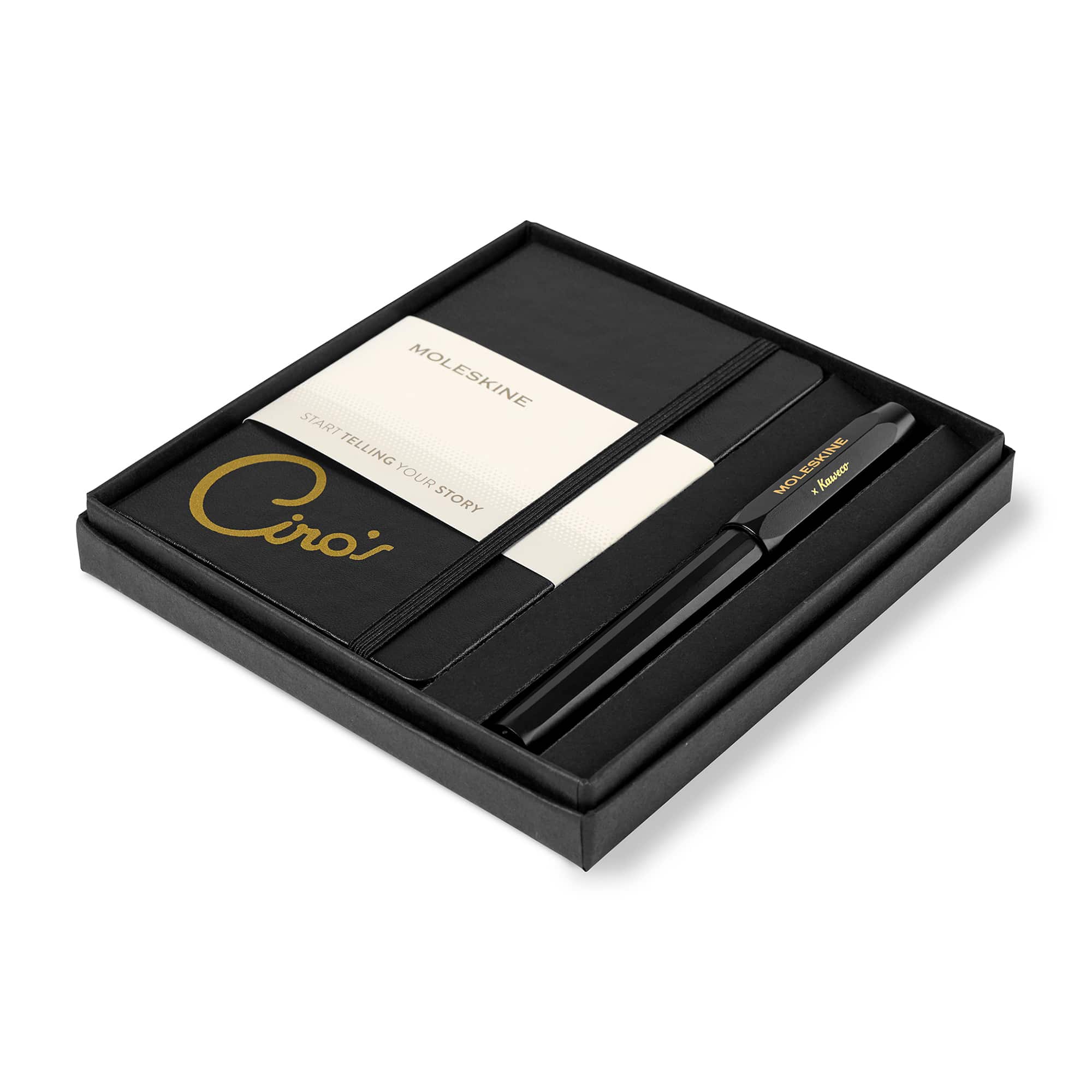 Custom Moleskine Pocket Notebook and Kaweco Pen Gift Set - Black