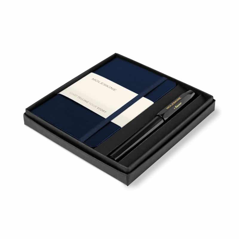 Custom Moleskine Pocket Notebook and Kaweco Pen Gift Set - Sapphire Blue - 1