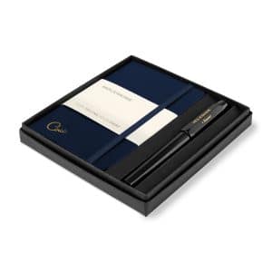 Custom Moleskine Pocket Notebook and Kaweco Pen Gift Set - Sapphire Blue