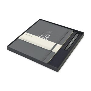 Custom Moleskine X-Large Notebook and GO Pen Gift Set - Slate Grey - Slate Grey