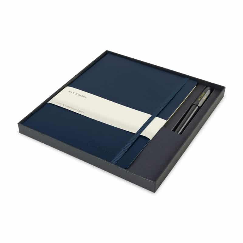 Custom Moleskine X-Large Notebook and Kaweco Pen Gift Set - Sapphire Blue